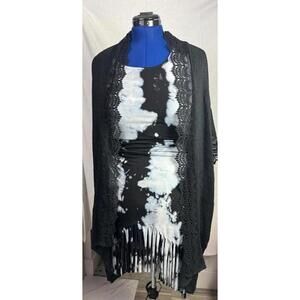 Y2K Art School Sheer Lace Duster | Deconstructed Goth Layer | Cocoon Cardigan